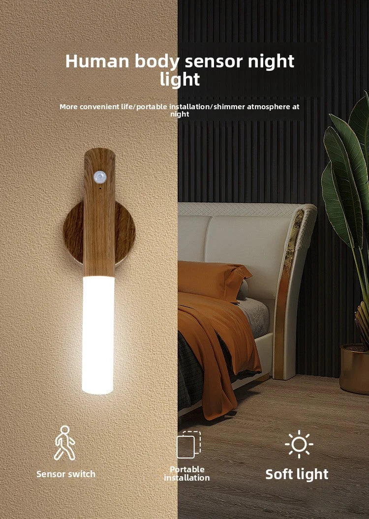 LED Rechargeable Magnetic Wall Lamp Smart Motion Sensor Night Light Po ...